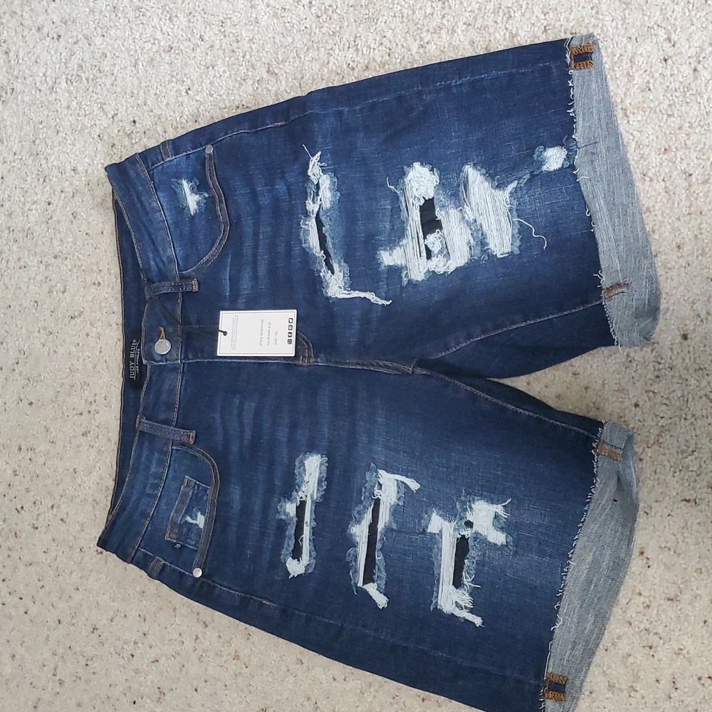 Judy Blue Ripped Dark Blue Denim Jean Shorts